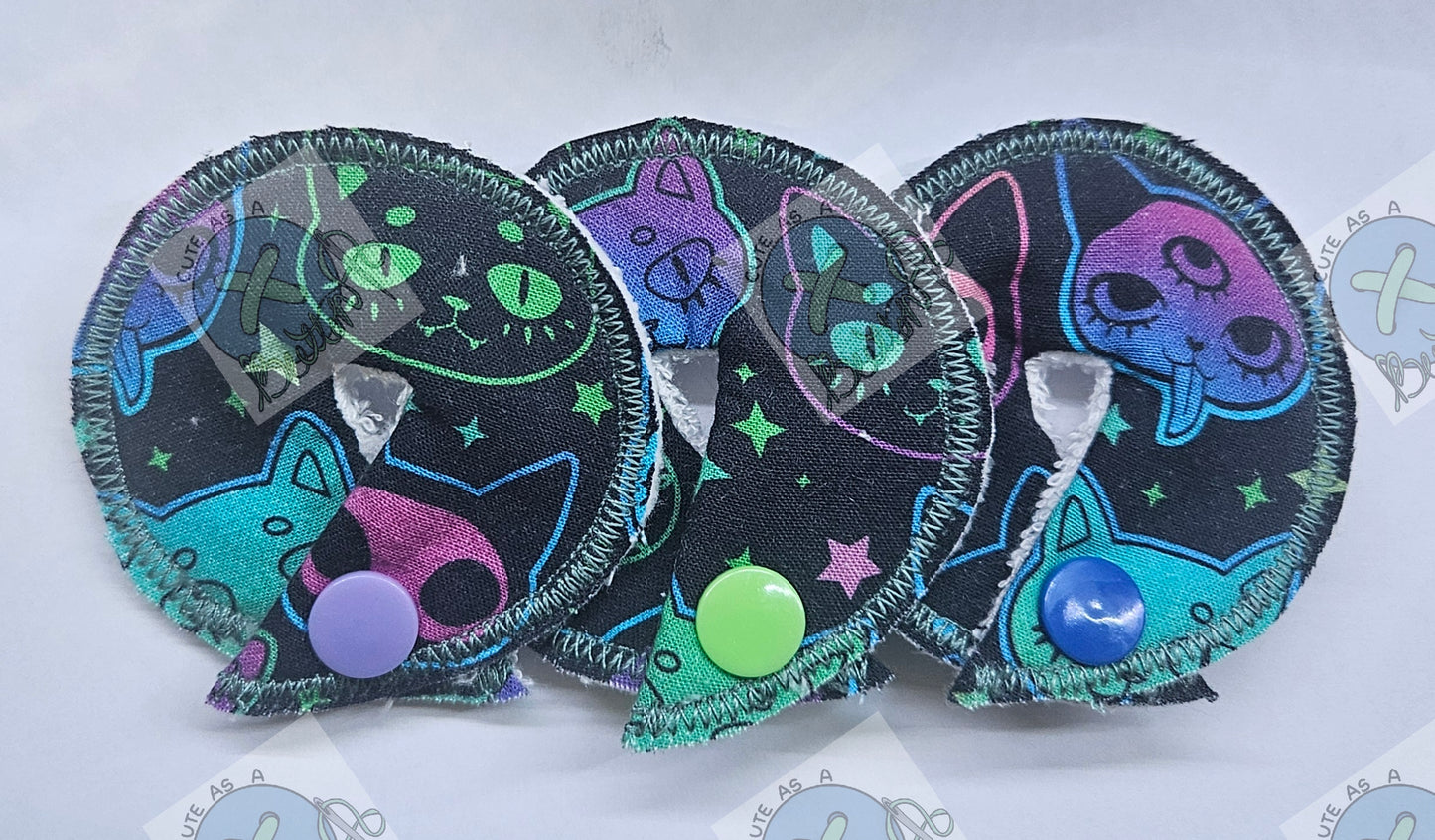 PEG tube/G tube/J tube/MICKEY button/SPC tubie pads Witchy Cats- Set of 3