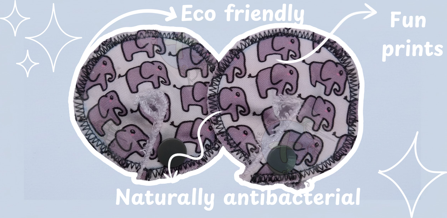 PEG tube/G tube/J tube/MICKEY button/SPC tubie pads Elephants- Set of 2