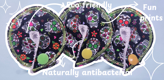 PEG tube/G tube/J tube/MICKEY button/SPC tubie pads Skulls- Set of 3
