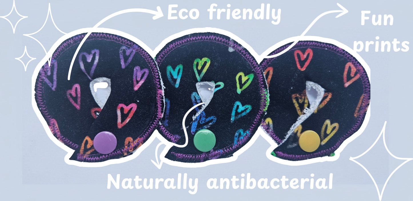 PEG tube/G tube/J tube/MICKEY button/SPC tubie pads Neon Heart- Set of 3