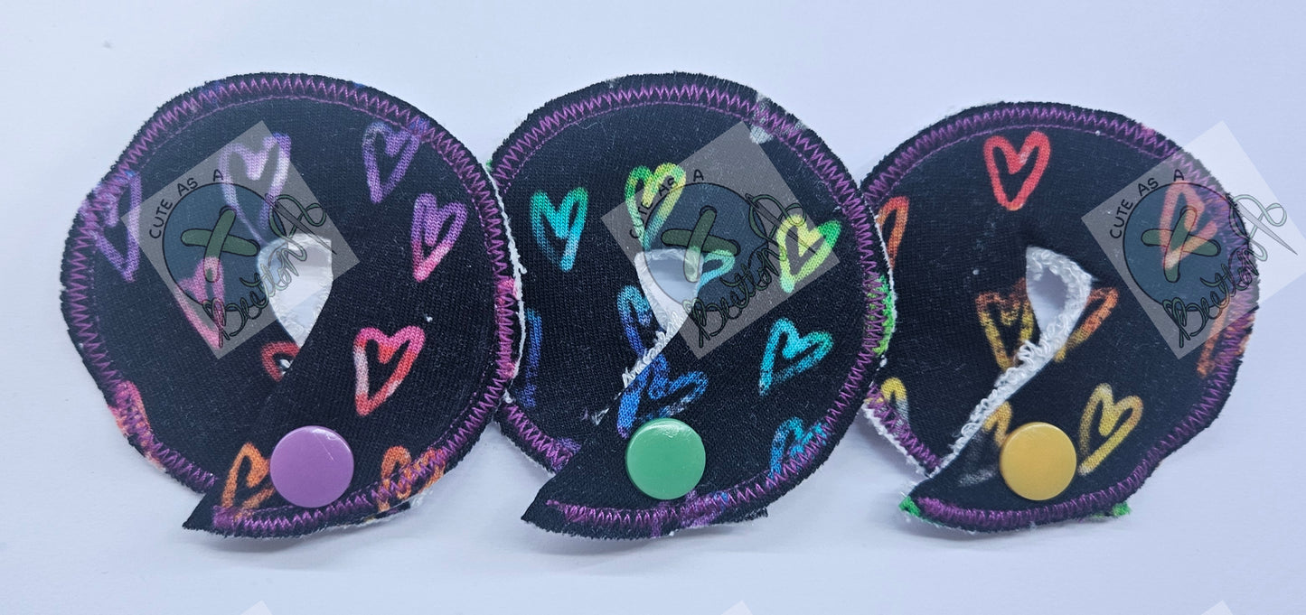PEG tube/G tube/J tube/MICKEY button/SPC tubie pads Neon Heart- Set of 3