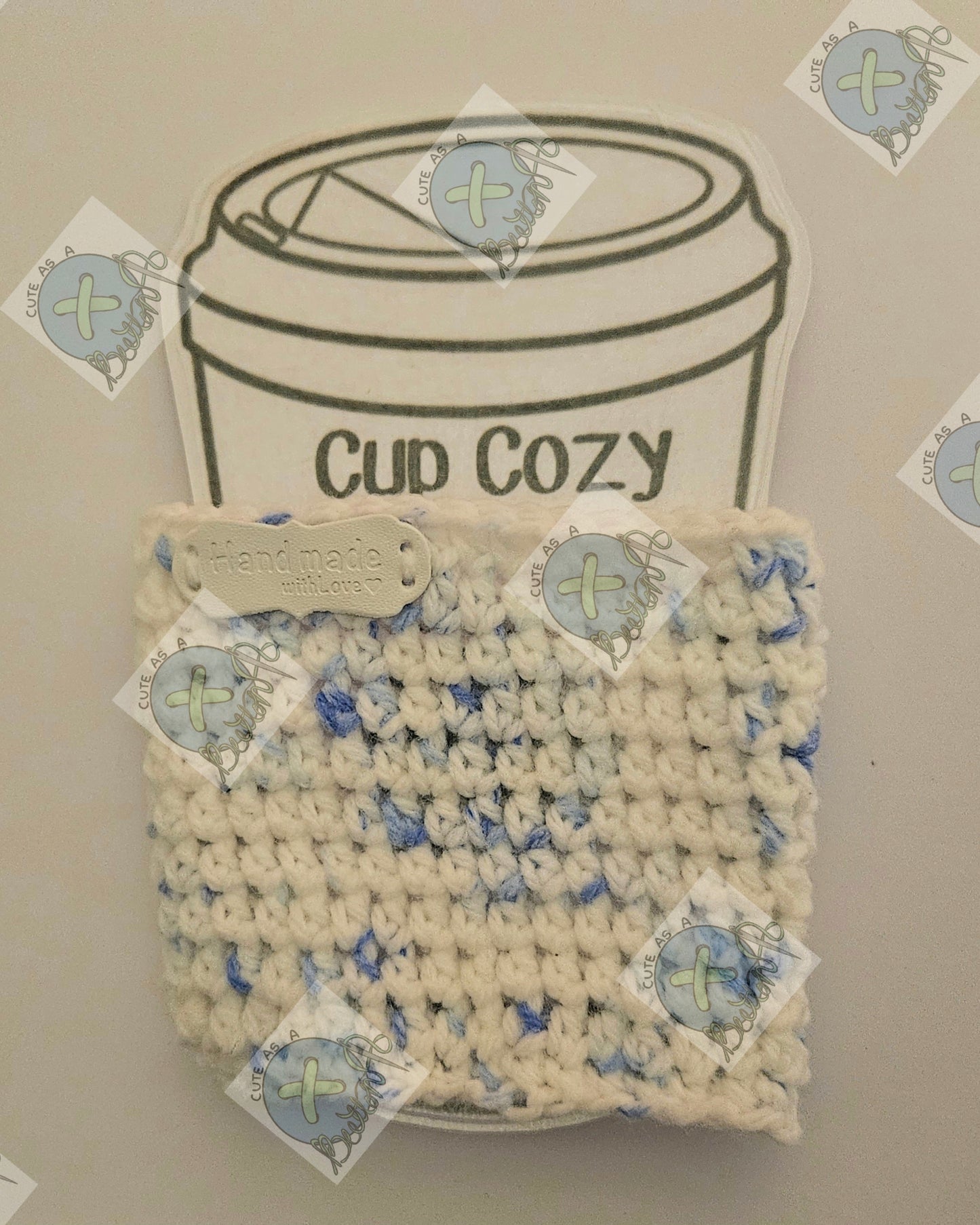 White and Blue Speckle Cup Cozy